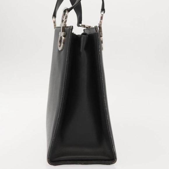 Salvatore Ferragamo Gancini Tote Bag Leather Gray Silver Auth 148318