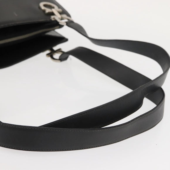 Salvatore Ferragamo Gancini Tote Bag Leather Gray Silver Auth 148318