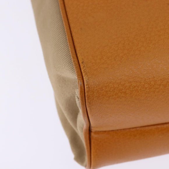 PRADA Tote Bag Canvas Beige Silver Auth 148319