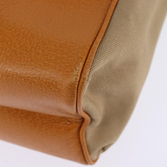 PRADA Tote Bag Canvas Beige Silver Auth 148319