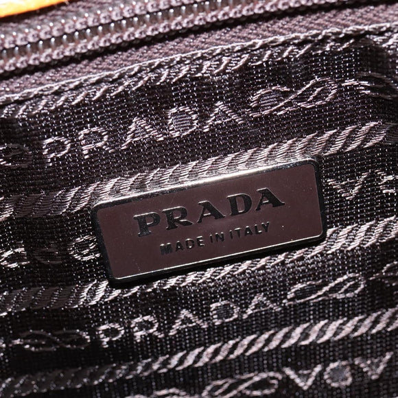 PRADA Tote Bag Canvas Beige Silver Auth 148319