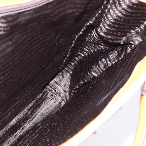 PRADA Tote Bag Canvas Beige Silver Auth 148319