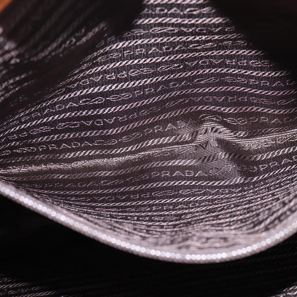 PRADA Tote Bag Canvas Beige Silver Auth 148319