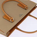 PRADA Tote Bag Canvas Beige Silver Auth 148319-6