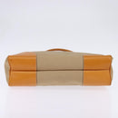 PRADA Tote Bag Canvas Beige Silver Auth 148319-5