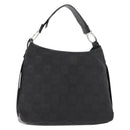 Salvatore Ferragamo Gancini Shoulder Bag Canvas Black Silver Auth 148320-1