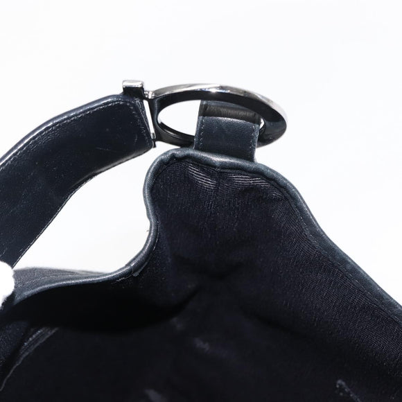 Salvatore Ferragamo Gancini Shoulder Bag Canvas Black Silver Auth 148320