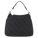 Salvatore Ferragamo Gancini Shoulder Bag Canvas Black Silver Auth 148320-2