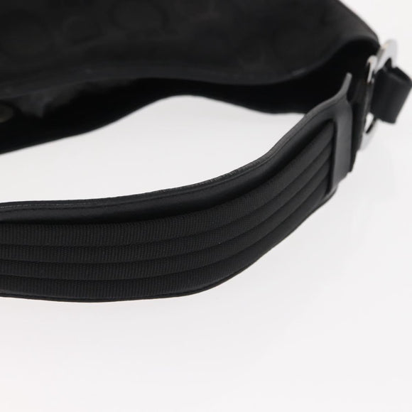 Salvatore Ferragamo Gancini Shoulder Bag Canvas Black Silver Auth 148320