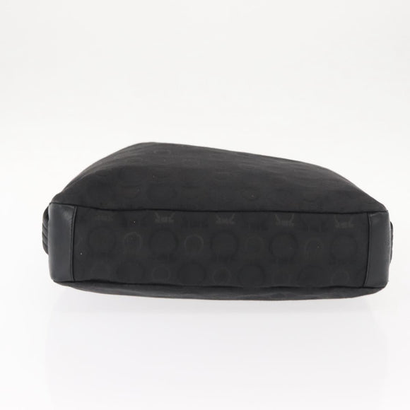 Salvatore Ferragamo Gancini Shoulder Bag Canvas Black Silver Auth 148320