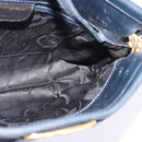 Salvatore Ferragamo Vala Shoulder Bag Leather Navy Gold Auth 148321-17