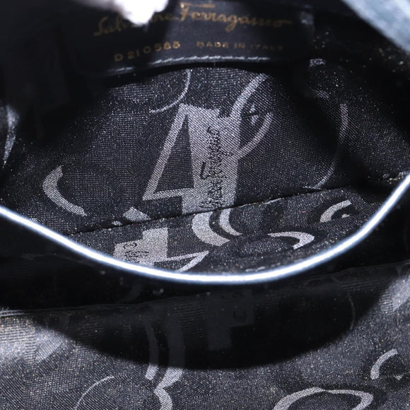 Salvatore Ferragamo Vala Shoulder Bag Leather Navy Gold Auth 148321