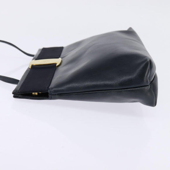 Salvatore Ferragamo Vala Shoulder Bag Leather Navy Gold Auth 148321