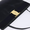 Salvatore Ferragamo Vala Shoulder Bag Leather Navy Gold Auth 148321-6