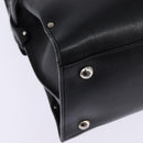 Salvatore Ferragamo Gancini Hand Bag Leather Black Silver Auth 148322-15