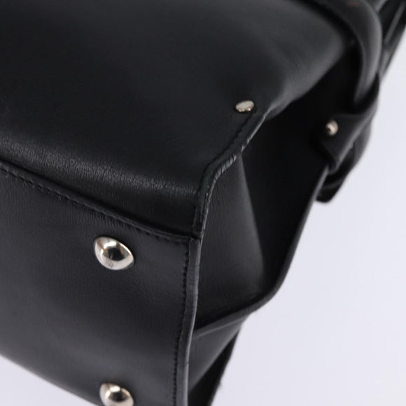 Salvatore Ferragamo Gancini Hand Bag Leather Black Silver Auth 148322