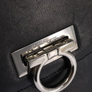 Salvatore Ferragamo Gancini Hand Bag Leather Black Silver Auth 148322-17