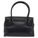 Salvatore Ferragamo Gancini Hand Bag Leather Black Silver Auth 148322-2