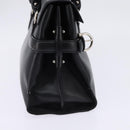 Salvatore Ferragamo Gancini Hand Bag Leather Black Silver Auth 148322-3