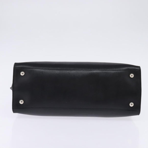 Salvatore Ferragamo Gancini Hand Bag Leather Black Silver Auth 148322