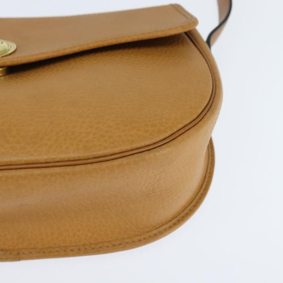 Christian Dior Shoulder Bag Leather Brown Gold Auth 148323
