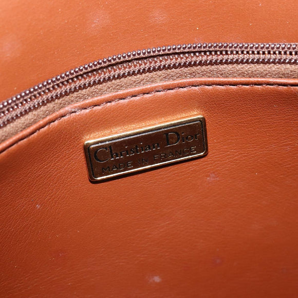 Christian Dior Shoulder Bag Leather Brown Gold Auth 148323