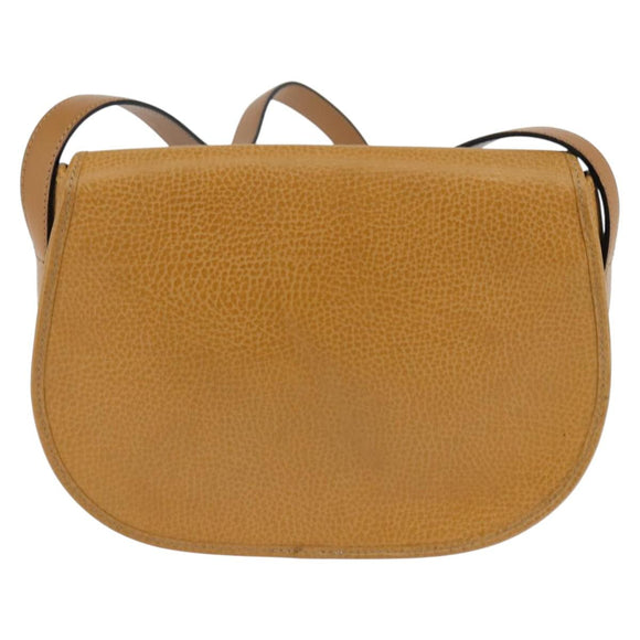 Christian Dior Shoulder Bag Leather Brown Gold Auth 148323