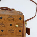 MCM Logogram Vicetos Boston Bag PVC 2way Brown Gold Auth 148327-16