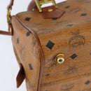 MCM Logogram Vicetos Boston Bag PVC 2way Brown Gold Auth 148327-17