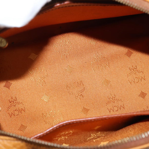 MCM Logogram Vicetos Boston Bag PVC 2way Brown Gold Auth 148327