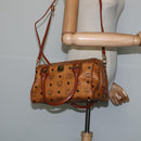 MCM Logogram Vicetos Boston Bag PVC 2way Brown Gold Auth 148327-23
