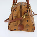 MCM Logogram Vicetos Boston Bag PVC 2way Brown Gold Auth 148327-3