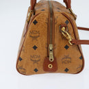 MCM Logogram Vicetos Boston Bag PVC 2way Brown Gold Auth 148327-4