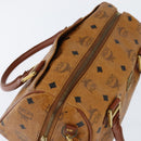 MCM Logogram Vicetos Boston Bag PVC 2way Brown Gold Auth 148327-6