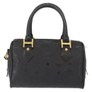 MCM Vicetos Logogram Hand Bag PVC 2way Black Gold Auth 148328-2