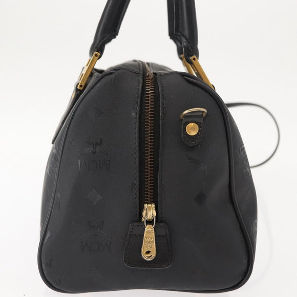 MCM Vicetos Logogram Hand Bag PVC 2way Black Gold Auth 148328