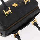 MCM Vicetos Logogram Hand Bag PVC 2way Black Gold Auth 148328-6