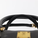 MCM Vicetos Logogram Hand Bag PVC 2way Black Gold Auth 148328-8