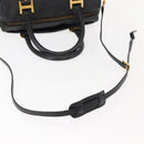 MCM Vicetos Logogram Hand Bag PVC 2way Black Gold Auth 148328-9