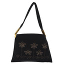 FENDI Shoulder Bag Nylon Black Gold Auth 148347-1