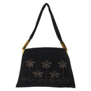 FENDI Shoulder Bag Nylon Black Gold Auth 148347-13