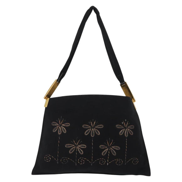 FENDI Shoulder Bag Nylon Black Gold Auth 148347