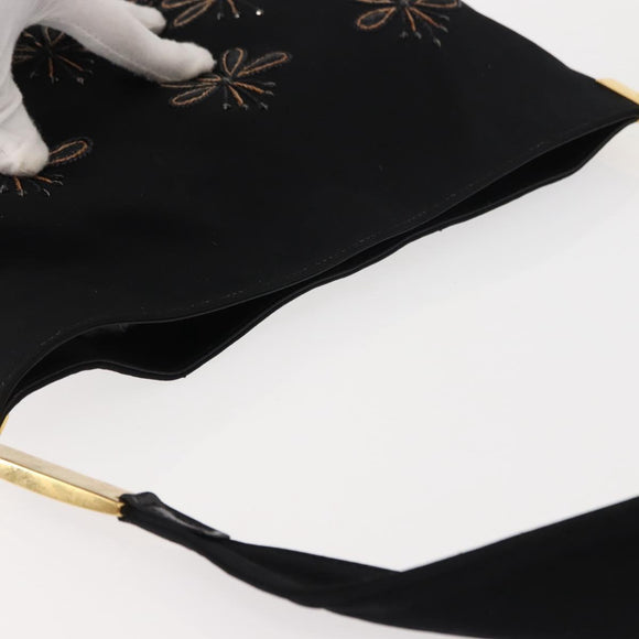 FENDI Shoulder Bag Nylon Black Gold Auth 148347