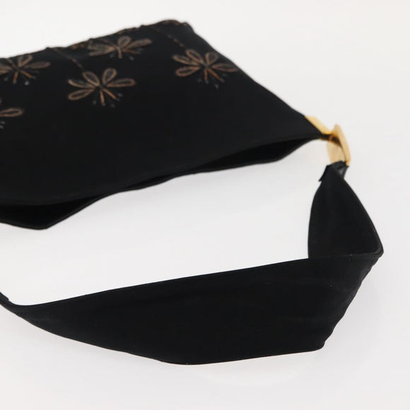 FENDI Shoulder Bag Nylon Black Gold Auth 148347