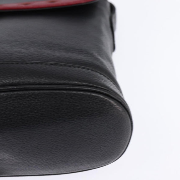 SAINT LAURENT Shoulder Bag Leather Black Gold Auth 148350