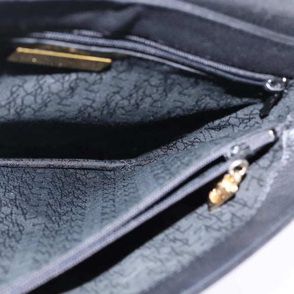 SAINT LAURENT Shoulder Bag Leather Black Gold Auth 148350