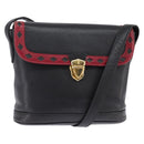 SAINT LAURENT Shoulder Bag Leather Black Gold Auth 148350-1