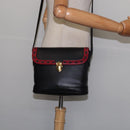 SAINT LAURENT Shoulder Bag Leather Black Gold Auth 148350-23