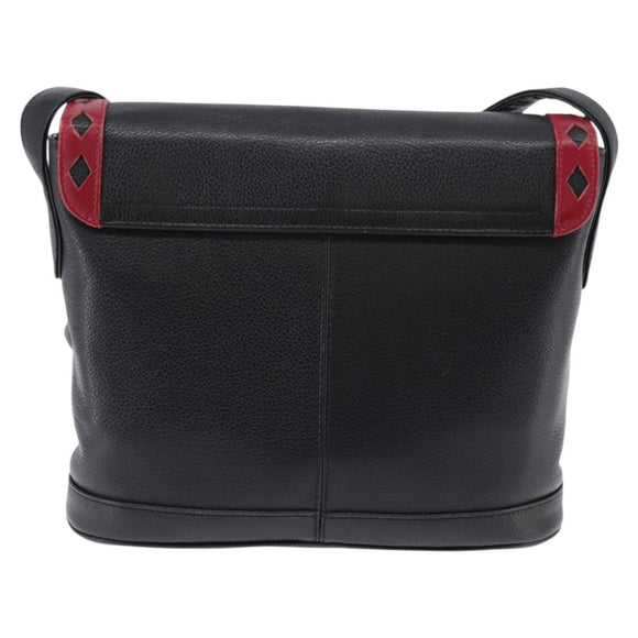 SAINT LAURENT Shoulder Bag Leather Black Gold Auth 148350