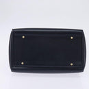 CELINE Hand Bag Leather 2way Navy Gold Auth 148353-5